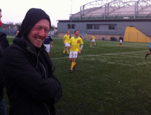 Phil Olyott, founder of the Wales away fans' team and now living in New Zealand , at the pre-match game. We lost 7-1