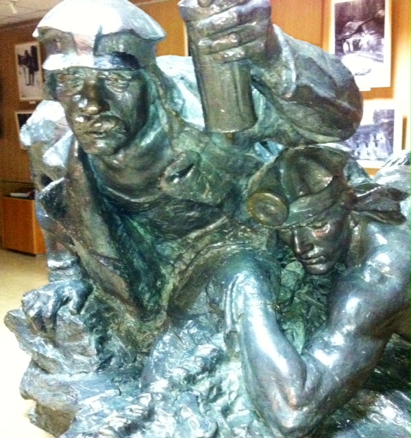 Sculptureof miners in the Regional Museum in Donetsk