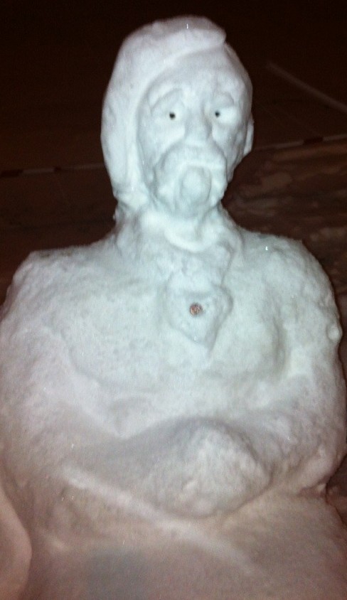 Ice sculpture from Monday evening, which I think depicts national hero Taras Shevchenko 