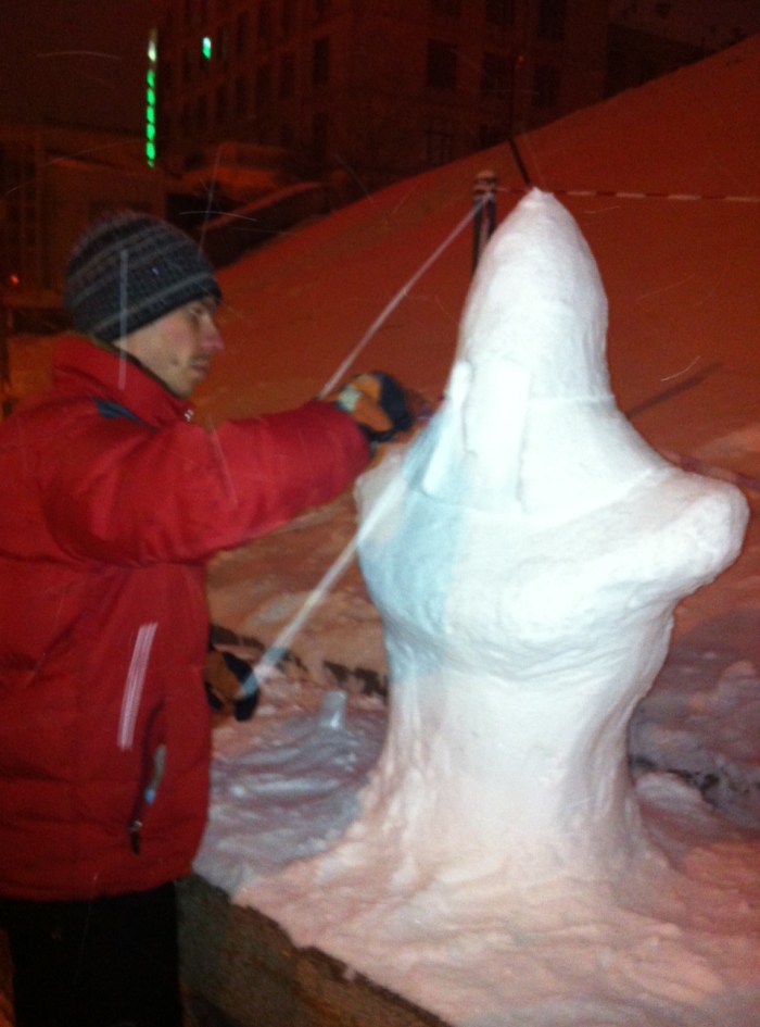 Ice sculptor at work