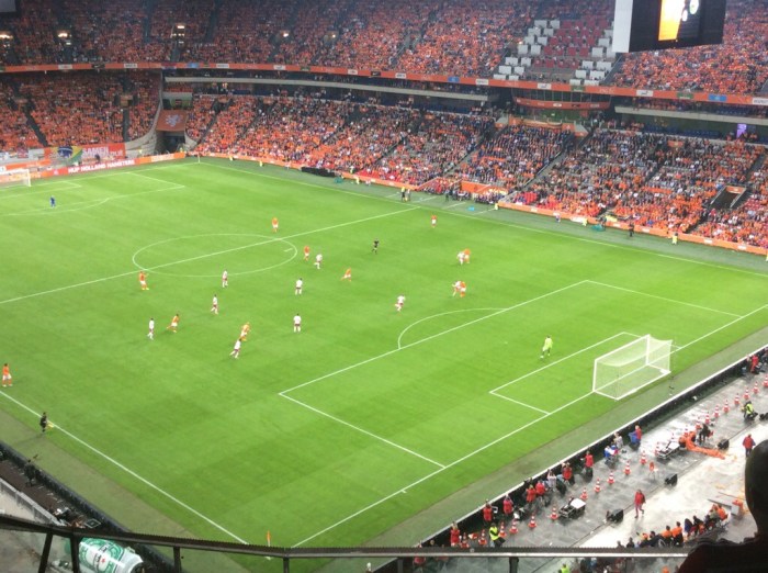 The view from the Welsh fans' pen