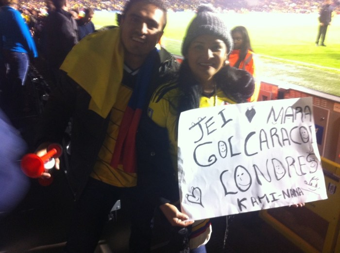 Colombian fans at COlombia v US, Craven Cottage